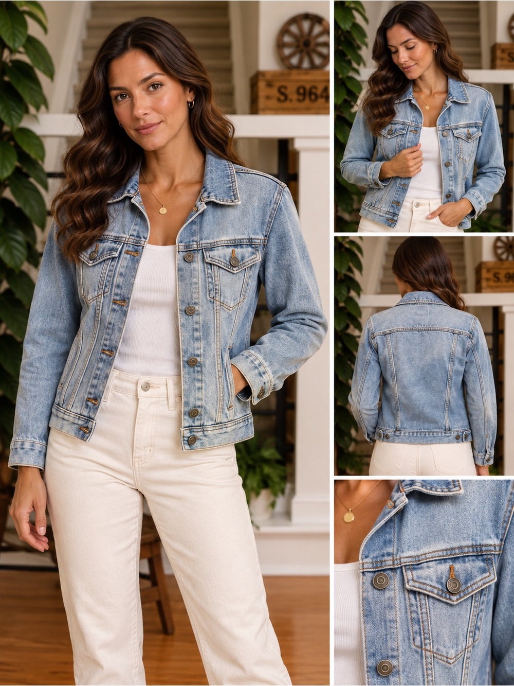 George Light Wash Classic oversized Denim Jacket Women’s Small Button Front